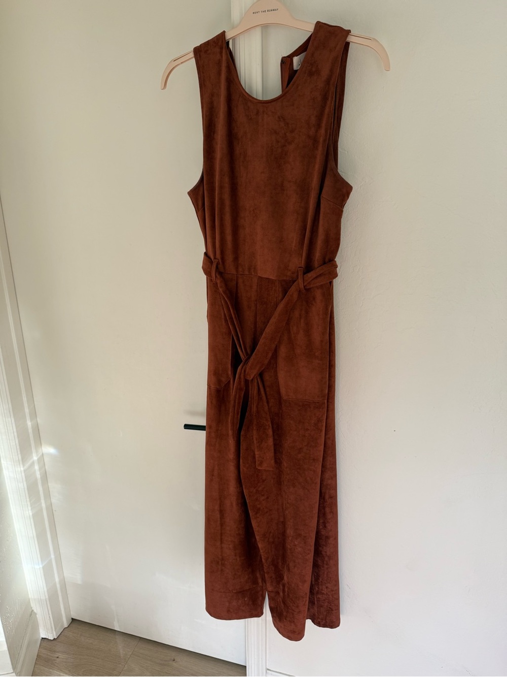 Anthropologie Rust Brown Sleeveless Jumpsuit with Waist Tie